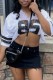White Black Casual Digital Print Lace Patchwork V Neck T-Shirts
