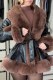 Black Brown Daily Pocket Patchwork Strap Design Contrast Cardigan Collar Outerwear
