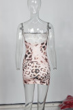 Purple Sexy Leopard Print Patchwork Backless Spaghetti Strap Sling Dresses
