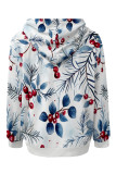 Black Casual Street Fruit Print Draw String Pocket Contrast Hooded Tops