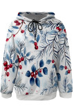 Black Casual Street Fruit Print Draw String Pocket Contrast Hooded Tops