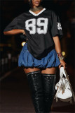 Yellow Casual Digital Print Patchwork V Neck T-Shirts