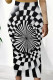 Black And White Casual Print Patchwork Regular Mid Waist Full Print Bottoms