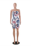 Multicolor Fashion Sexy Print Backless Strapless Dress