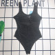 Black Sportswear Letters Patchwork Backless Swimwears