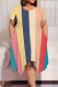 Grayish Yellow Casual Colorblock Patchwork O Neck Irregular Plus Size Dresses