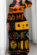 Orange Black Casual Print Patchwork O Neck Long Plus Size Dresses