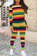 Blue Yellow Casual Print Patchwork O Neck Long Sleeve Two Pieces
