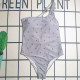 Grey Sexy Letters Patchwork Backless Swimwears