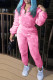 Pink Casual Solid Color Patchwork Zipper Zipper Collar Long Sleeve Two Pieces