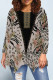 Black khaki Casual Daily Floral Print Irregular Contrast O Neck Tops