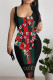 Red Green Casual Street Letter Print Stripe snake Contrast U Neck Printed Dresses
