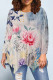 Light Color Casual Daily Floral Print Irregular Contrast O Neck Tops
