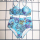 Blue Sportswear Print Patchwork Backless Swimwears