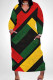 Black Green Casual Print Pocket Patchwork V Neck Long Plus Size Dresses
