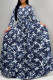 Blue Casual Daily Tie Dye Letter Print Lace Up Contrast O Neck Printed Dresses