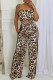 Leopard Print Casual Leopard Print Patchwork Backless Strapless Two Pieces