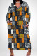 White Orange Casual Print Pocket Patchwork V Neck Long Plus Size Dresses