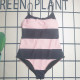 Pink Sportswear Colorblock Letters Patchwork Backless Swimwears