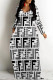 White Casual Daily Letter Print Pocket Contrast V Neck Dresses