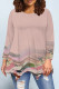 Pink Casual Daily Floral Print Gradient Irregular Contrast O Neck Tops
