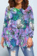 Multi-color Casual Daily Floral Print Irregular Contrast O Neck Tops
