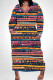 Multicolor Casual Print Pocket Patchwork V Neck Long Plus Size Dresses