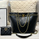 Black Casual Daily Solid Color Patchwork Chains Bags