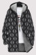 Black Gray Casual Geometric Print Pocket Zipper Contrast Fleece-lined Hooded Outerwear