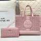 Pink Casual Daily Letters Patchwork Contrast Bags