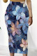 Blue Pink Casual Street Flowers Heart Shaped Faux Denim Print Contrast Regular High Waist Full Print Bottoms