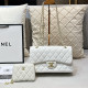 White Casual Daily Solid Color Patchwork Chains Zipper Bags