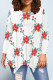 White Red Casual Daily Floral Print Irregular Contrast O Neck Tops