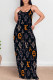 Orange Black Sexy Letter Print Gradient Contrast V Neck Printed Dresses