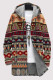 Multicolor Casual Geometric Print Pocket Zipper Contrast Fleece-lined Hooded Outerwear