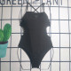 Black Sexy Letters Patchwork Backless Swimwears