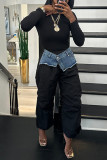 Army Green Casual Patchwork Pocket Regular High Waist Conventional Patchwork Trousers