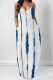White Sexy Geometric Print Polka Dot Pocket Contrast V Neck Printed Dresses