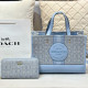 Blue Casual Daily Letters Patchwork Contrast Bags