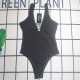 Black Sexy Letters Patchwork Pearls Decor Swimwears