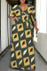 Grass Green Casual Daily Plaid Striped Print Pocket Contrast V Neck Printed Plus Size Dresses