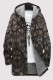 Brown Casual Geometric Print Pocket Zipper Contrast Fleece-lined Hooded Outerwear