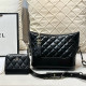 Black Casual Daily Solid Color Patchwork Chains Bags