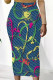 Turquoise Casual Street Flowers Heart Shaped Faux Denim Print Contrast Regular High Waist Full Print Bottoms