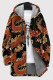 Orange Black Casual Print Pocket Patchwork Zipper Contrast Hooded Outerwear