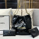 Black Casual Daily Solid Color Draw String Patchwork Metal Accessories Trim Bags