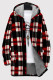 Black Red Casual Print Pocket Patchwork Zipper Contrast Hooded Outerwear