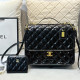 Black Casual Street Solid Color Patchwork Texture Bags