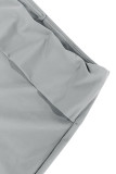 Grey Casual Letters Patchwork Zipper Zipper Collar Long Sleeve Two Pieces