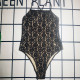 Black Sexy Letters Lace Patchwork Swimwears